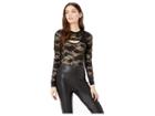 Bebe Long Sleeve Lace Top (jet Black) Women's Blouse