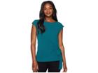 Vince Camuto Short Sleeve Mix Media Tie Front Blouse (verdant Green) Women's Clothing