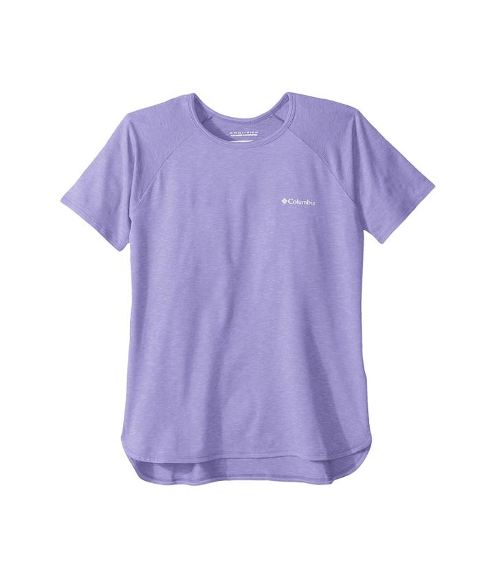 Columbia Kids Silver Ridge Ii Short Sleeve Tee (little Kids/big Kids) (fairytale Heather/white Logo) Girl's T Shirt
