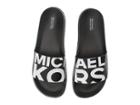 Michael Michael Kors Gilmore Slide (black/optic White Nappa/michael Kors Graphic Logo Print) Women's Slide Shoes