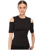 Yigal Azrouel Cold Shoulder Scuba Top (black) Women's Clothing