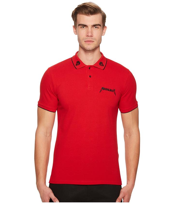 The Kooples Red Polo Shirt With Star Embroidery (red) Men's Short Sleeve Pullover