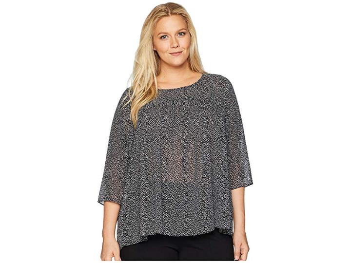 Michael Michael Kors Plus Size Mini Graphic Leopard Flowy Top (white/black) Women's Clothing