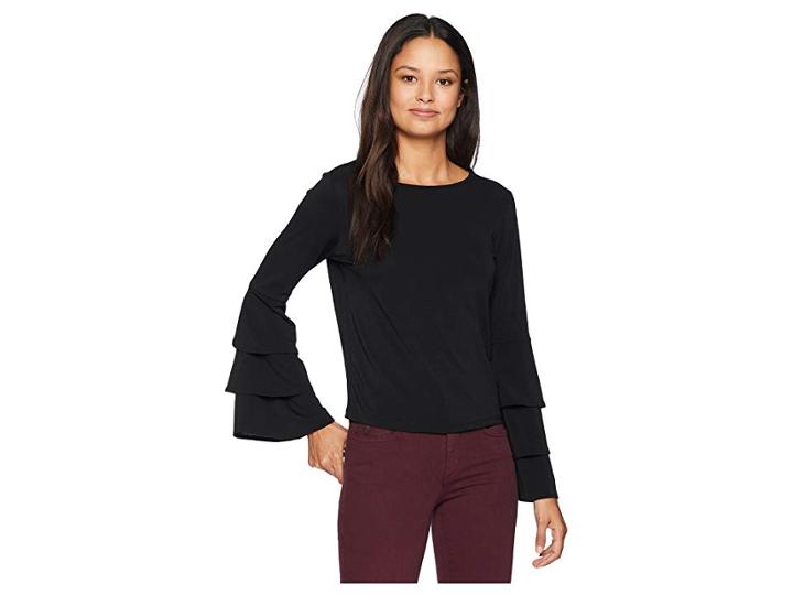 Kensie Slinky Knit Top Ks8u3038 (black) Women's Long Sleeve Pullover