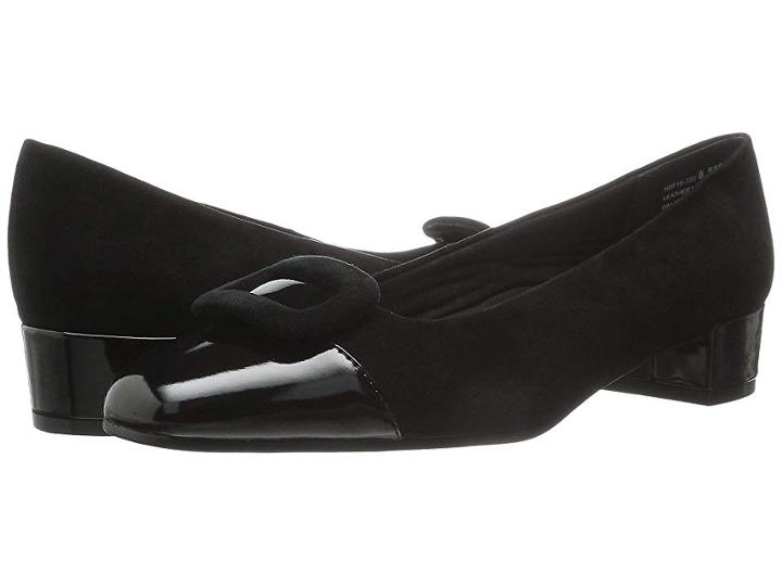 David Tate Retro (black Suede/patent) Women's 1-2 Inch Heel Shoes
