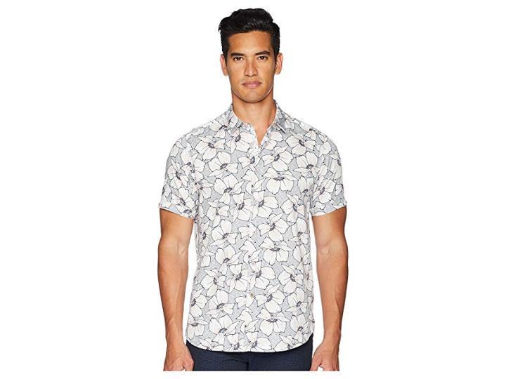 Ted Baker Bigflo Short Sleeve Floral Print Shirt (light Pink) Men's Clothing
