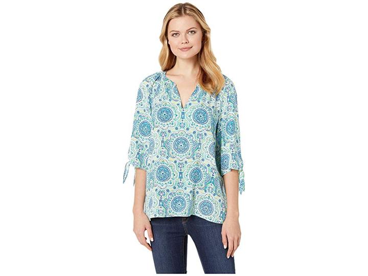 Pappagallo Eliza Top (kiwi/royal) Women's Blouse