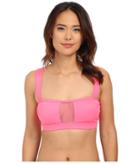 Dkny Mesh Effect Mesh Splice Bikini Top (pink Flirt) Women's Swimwear