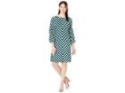 Eci Balloon Sleeved Chevron Striped Knit Dress (navy/green) Women's Dress