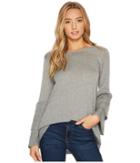 Kensie Soft Sweater With Ruffle Sleeve Ksnk57s7 (heather Grey) Women's Sweater
