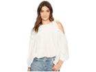J.o.a. 3/4 Sleeve Single Side Cold Shoulder Top (off-white) Women's Clothing