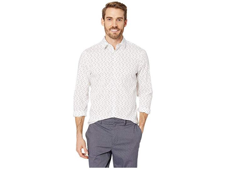 Perry Ellis Regular Fit Stretch Geo Print Shirt (bright White) Men's Clothing
