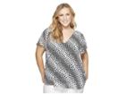 Michael Michael Kors Plus Size Bias Flower Striped Top (black/white) Women's Clothing