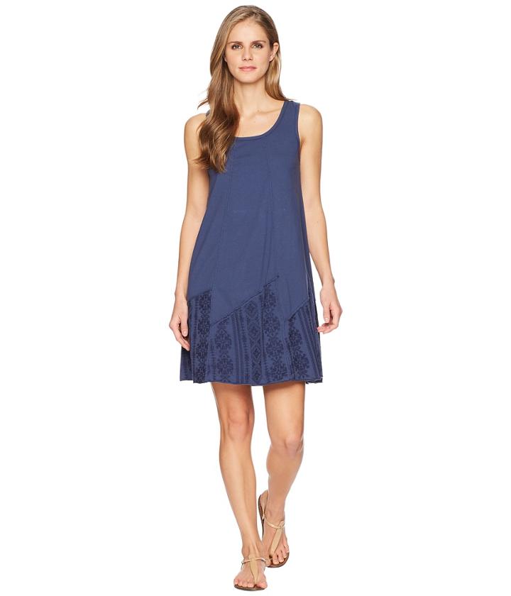 Mod-o-doc Classic Jersey Embroidered Panel Tank Dress (new Navy) Women's Dress