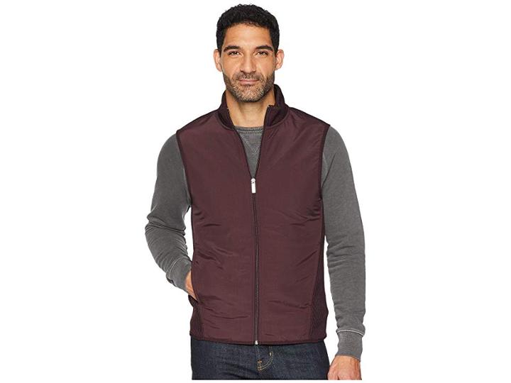Perry Ellis The Essential Full Zip Stretch Fleece Vest (port) Men's Vest