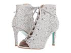 Blue By Betsey Johnson Alexi (silver Satin) Women's Lace-up Boots