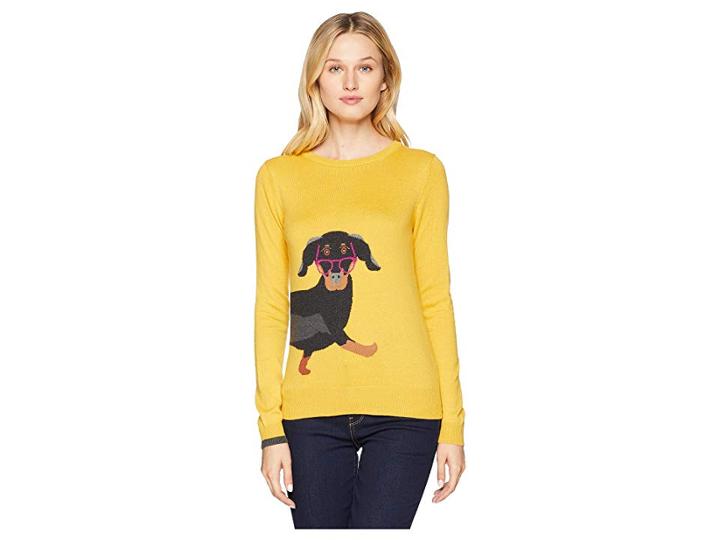 Joules Miranda Intarsia Sweater (ochre Sausage Dog) Women's Sweater