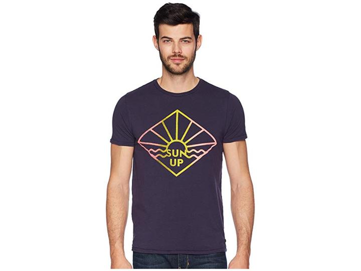 Scotch & Soda Crew Neck Tee With Washing And Gradient Artwork (night) Men's T Shirt