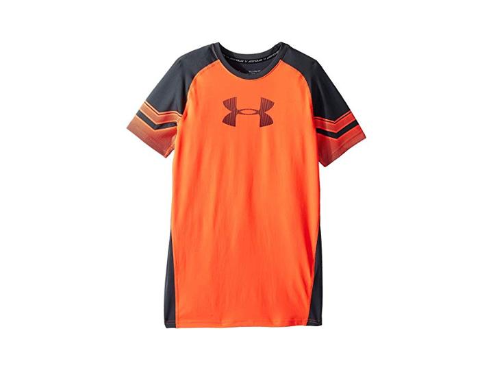 Under Armour Kids Armour Graphic Short Sleeve (big Kids) (neon Coral/stealth Gray/neon Coral) Boy's T Shirt