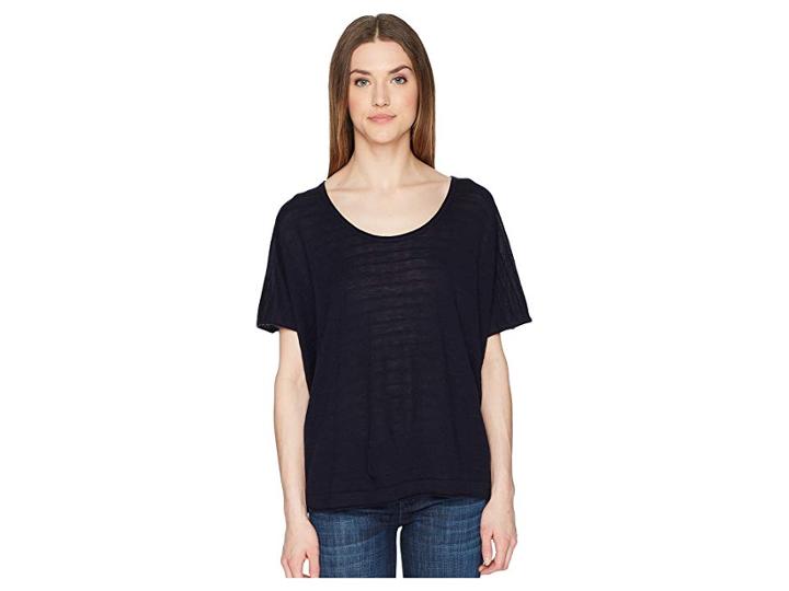 Vince Textured Stripe Short Sleeve (coastal) Women's Short Sleeve Pullover