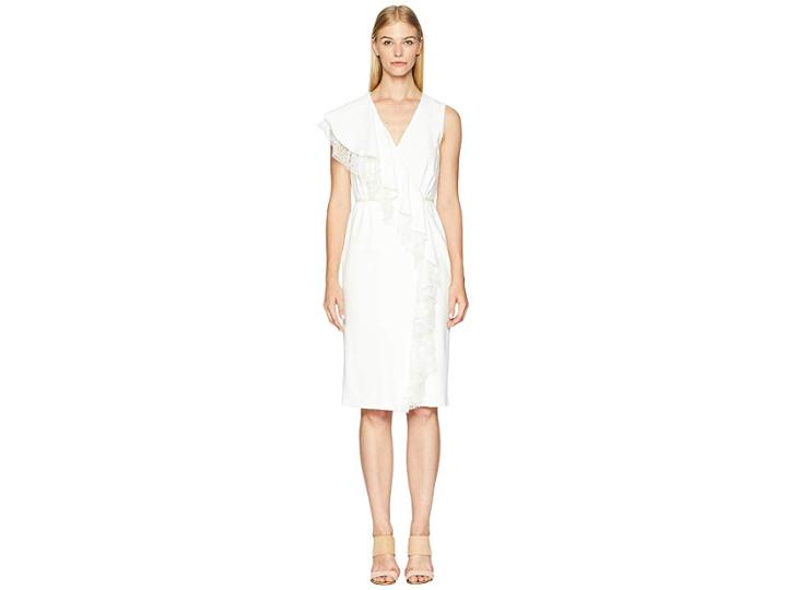 Adam Lippes Stretch Cady Sleeve Wrap Dress (ivory) Women's Dress