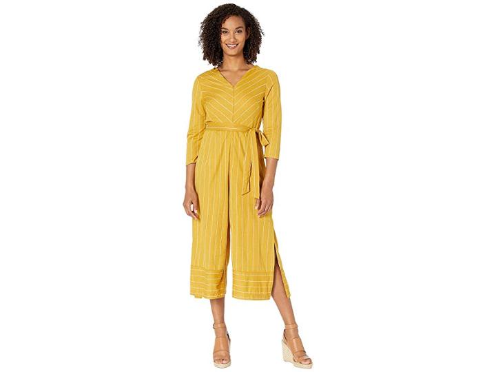 Eci 3/4 Sleeve Strech Knit Jumpsuit (mustard) Women's Jumpsuit & Rompers One Piece