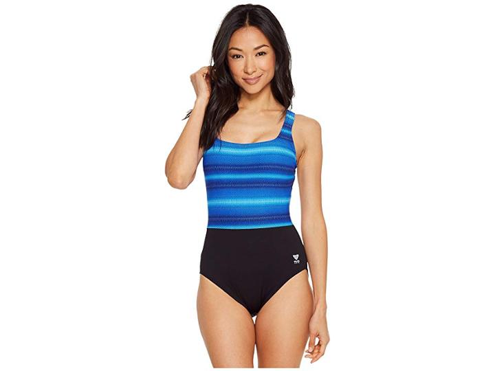 Tyr Tramonto Scoop Neck Controlfit (blue) Women's Swimsuits One Piece