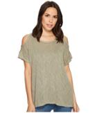 B Collection By Bobeau Top Knit Cold Shoulder (olive) Women's Short Sleeve Pullover