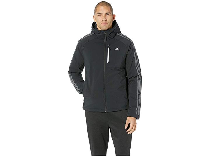 Adidas Outdoor 3-stripe Down Hoodie (black/black) Men's Coat