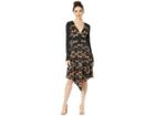 Bcbgmaxazria V-neck Long Sleeve Knit Dress (fringed Tulips/black) Women's Dress