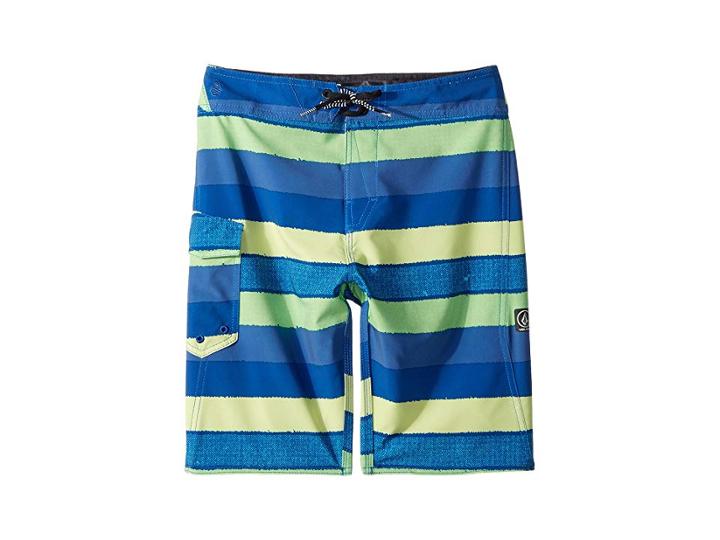 Volcom Kids Magnetic Liney Mod Boardshorts (big Kids) (shadow Lime) Boy's Swimwear