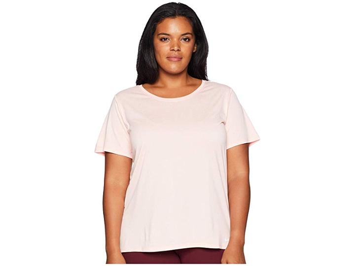Nike Dry Training Top (size 1x-3x) (storm Pink/white/white) Women's Short Sleeve Pullover