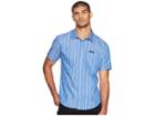 Sean John Short Sleeve Yarn-dye Stripe Shirt (estate Blue) Men's Clothing