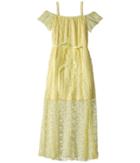 Us Angels Pleated Lace Maxi Dress (big Kids) (yellow) Girl's Dress