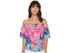 Lilly Pulitzer Sain Off-the-shoulder Top (beckon Blue Jungle Utopia) Women's Clothing