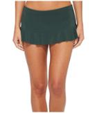 Robin Piccone Lina Ruffle Skirted Bikini Bottom (deep Forest Green) Women's Swimwear