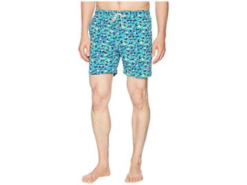 Psycho Bunny Modern Wave Print Swim Trunks (navy) Men's Swimwear