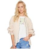 Free People Ruched Linen Bomber (ivory) Women's Coat