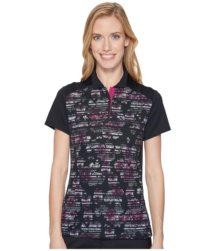 Callaway Stained Glass Floral Print Polo (caviar) Women's Sleeveless
