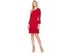 Nine West Bell Sleeve Sweater Dress W/ Double Ruffle Hem (rouge) Women's Dress
