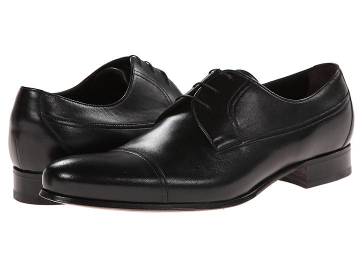 A. Testoni Nappa Lace Up Oxford Cap Toe (black) Men's Lace Up Cap Toe Shoes