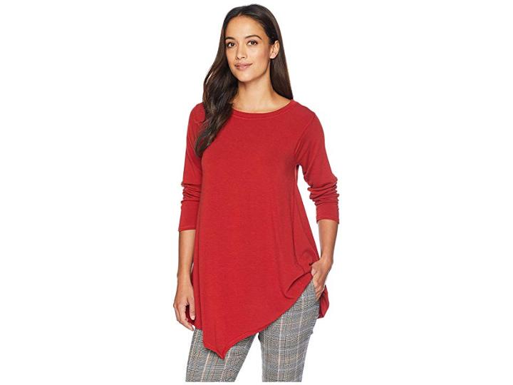 Nally & Millie French Terry Asymmetric Hem Tunic (apple Red) Women's Clothing