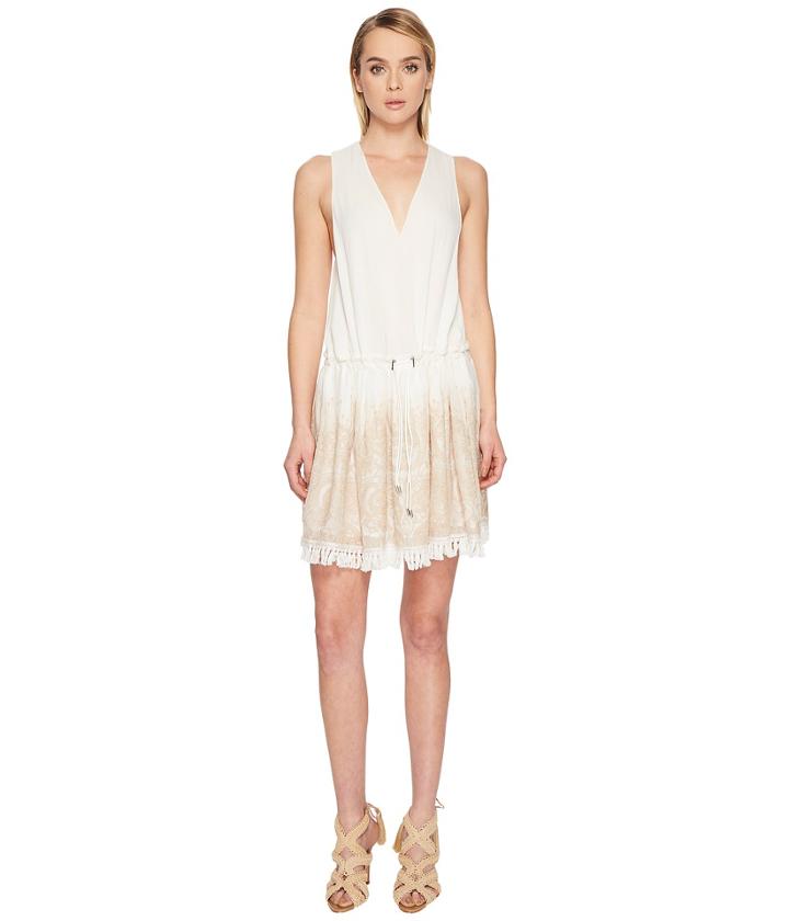 Jonathan Simkhai Embroidered Silk Crinkle Mini Dress Cover-up (ivory) Women's Swimwear