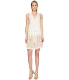 Jonathan Simkhai Embroidered Silk Crinkle Mini Dress Cover-up (ivory) Women's Swimwear