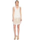 Jonathan Simkhai Embroidered Silk Crinkle Mini Dress Cover-up (ivory) Women's Swimwear