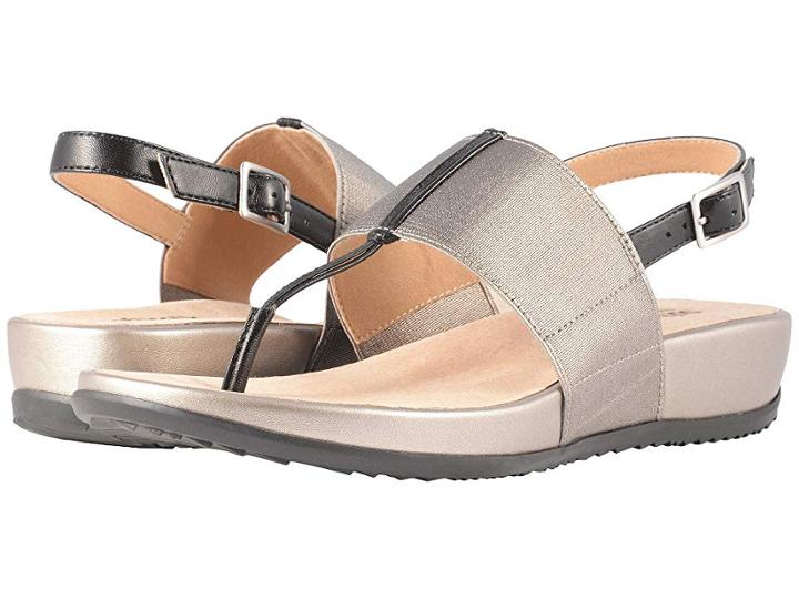 Softwalk Daytona (pewter/black Elastic/soft Leather) Women's Sandals