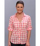 Columbia Sun Drifter L/s Shirt (hot Coral Gingham) Women's Long Sleeve Button Up