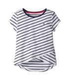 Tommy Hilfiger Kids Stripe Crossover Tee (big Kids) (white) Girl's T Shirt