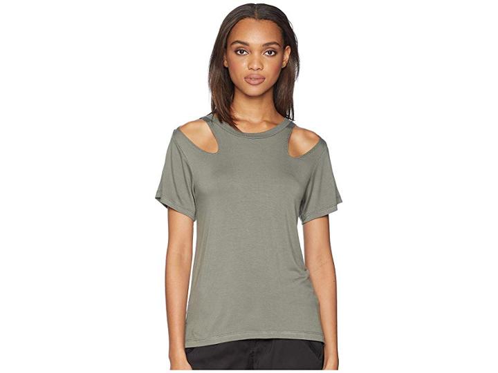 Lna Jesse Shoulder Cut Out Tee (castor) Women's T Shirt