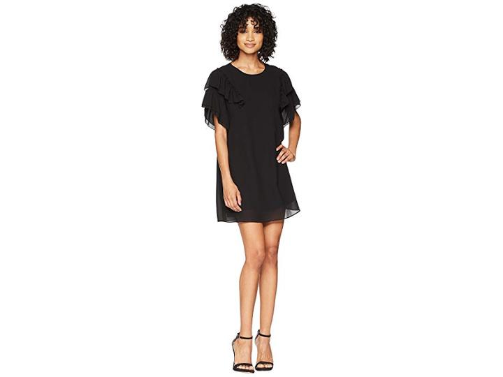 American Rose Caylee Dress With Ruffle Detail (black) Women's Dress